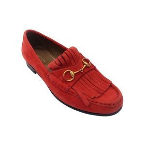 Gucci Fringed horsebit loafers red women's size 42